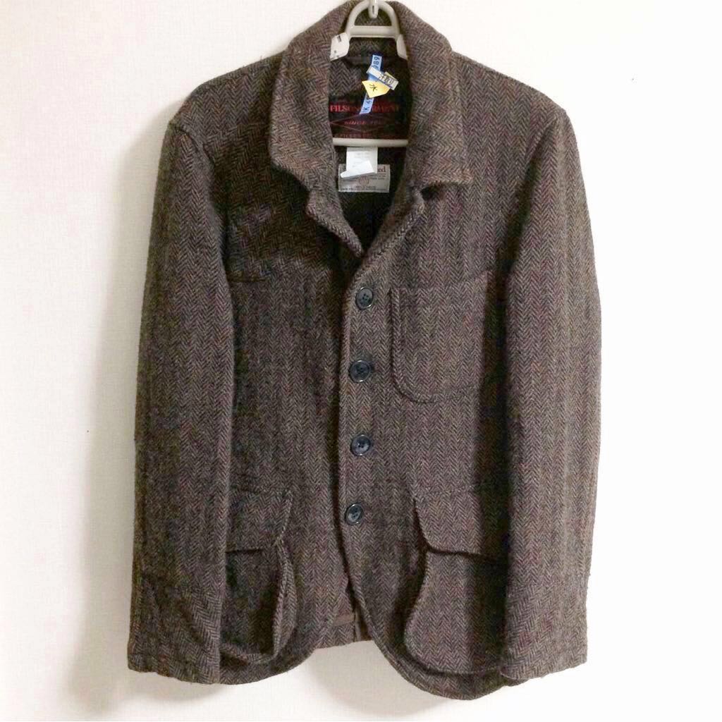 美品 FILSON フィルソン × HarrisTweed ハリスツイード コラボ ヘリンボーン ワーク ジャケット コート 40 ブラックレーベル