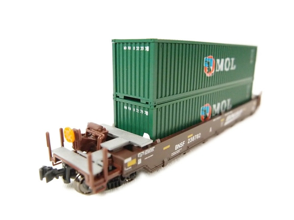美品 KATO カトー USA 106-6153 MAXI-I Double Stack Car BNSF Swoosh with MOL Containers #238782 鉄道模型 Nゲージ 趣味 S2831360