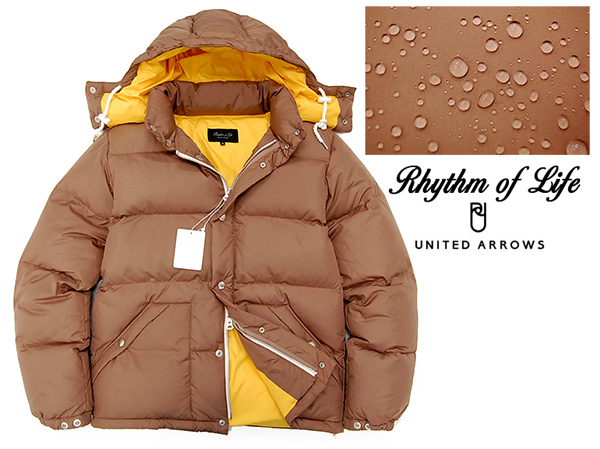 新品 ユナイテッドアローズ Rhythm of Life 撥水 肉厚ダウンジャケット/パーカ マロンブラウン色 リズムオブライフ