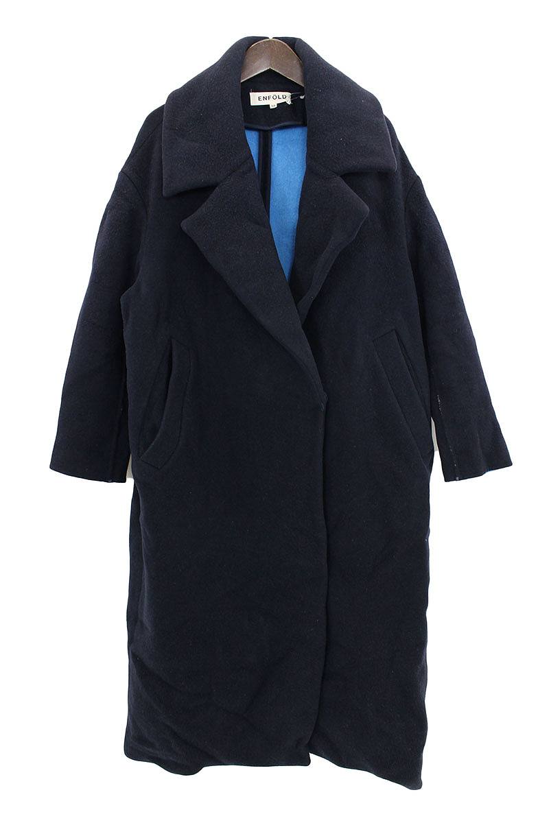 エンフォルド ENFOLD ウールコクーンコート 38 ネイビー 【03】 ENFOLD