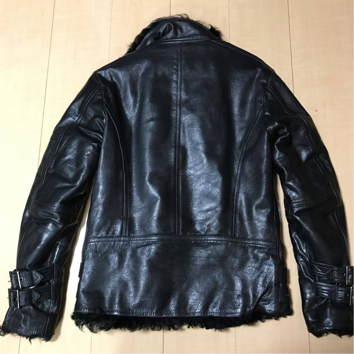シェラック 訳あり レザージャケット - 44 SHELLAC ブラック レザー 