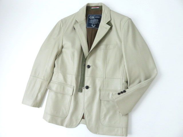 【豊富な，高品質】 羊革 G-STAGE ジーステージ ZIP付き シングル ラムレザージャケット ベージュ系 M(Mサイズ)｜売買されたオークション情報、yahooの商品情報をアーカイブ公開 - オークファン Mサイズ