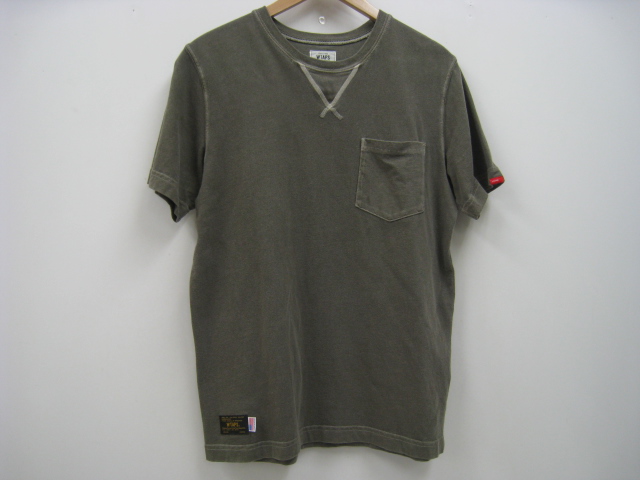 WTAPS ダブルタップス 半袖 前V ポケット Tシャツ 2014AW 142ATDT-CSM01 カーキ Sサイズ コットン100% メンズ