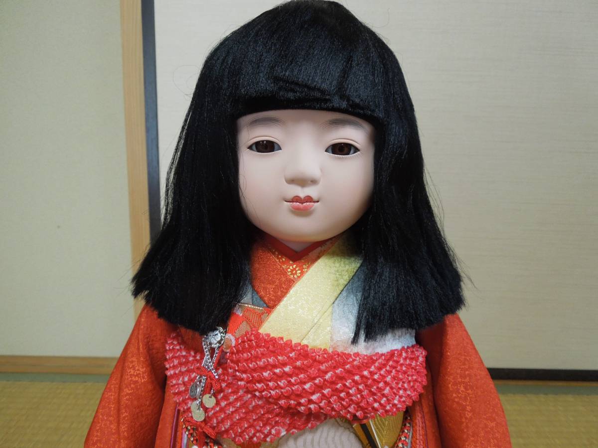 市松人形 菊水作 13号 伝統工芸品 - メルカリ 赤着物 高さ45cm 繻子