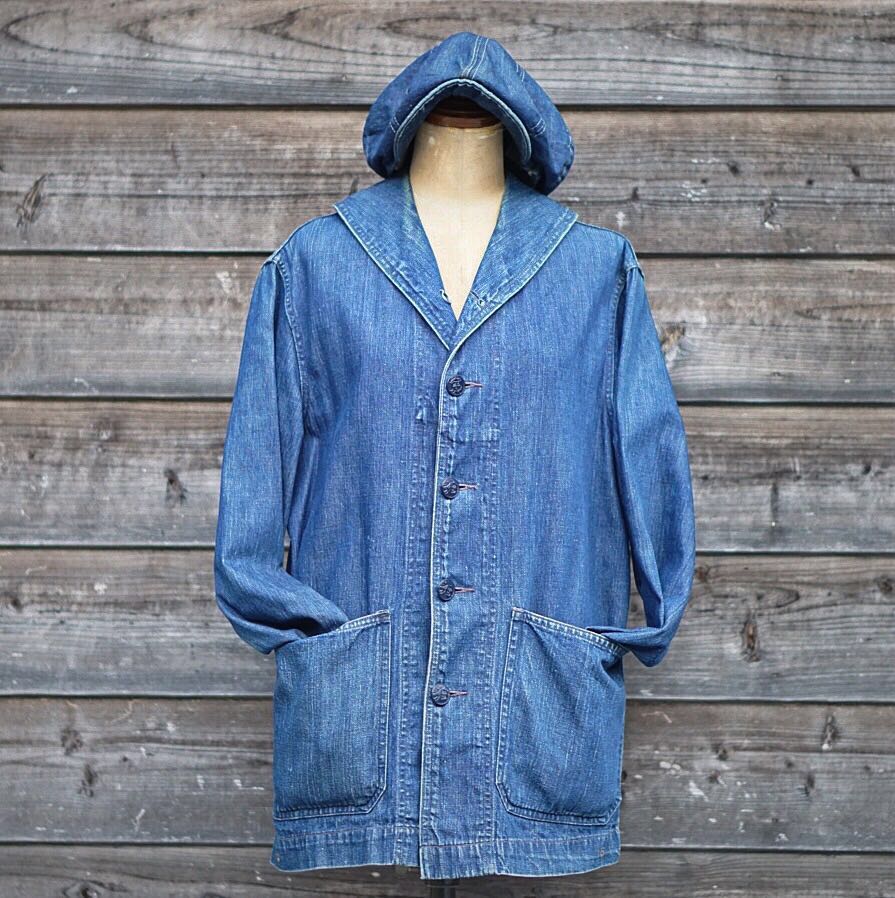 40s vintage U.S.NAVY デニム カバーオール チェンジボタン ショール