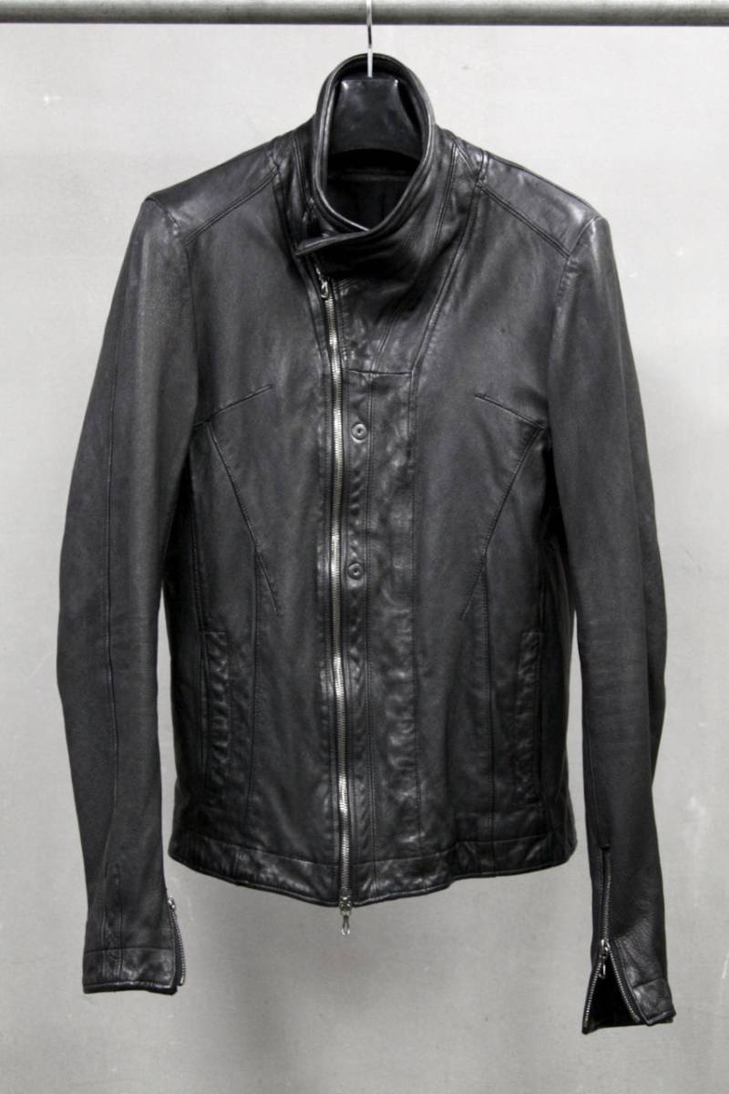 美品 JULIUS カヴァードネックライダースジャケット 1 黑 レザー ユリウス NILS ニルズ Rick Owens リック オウエンス DRKSHDW DEVOA SIVA