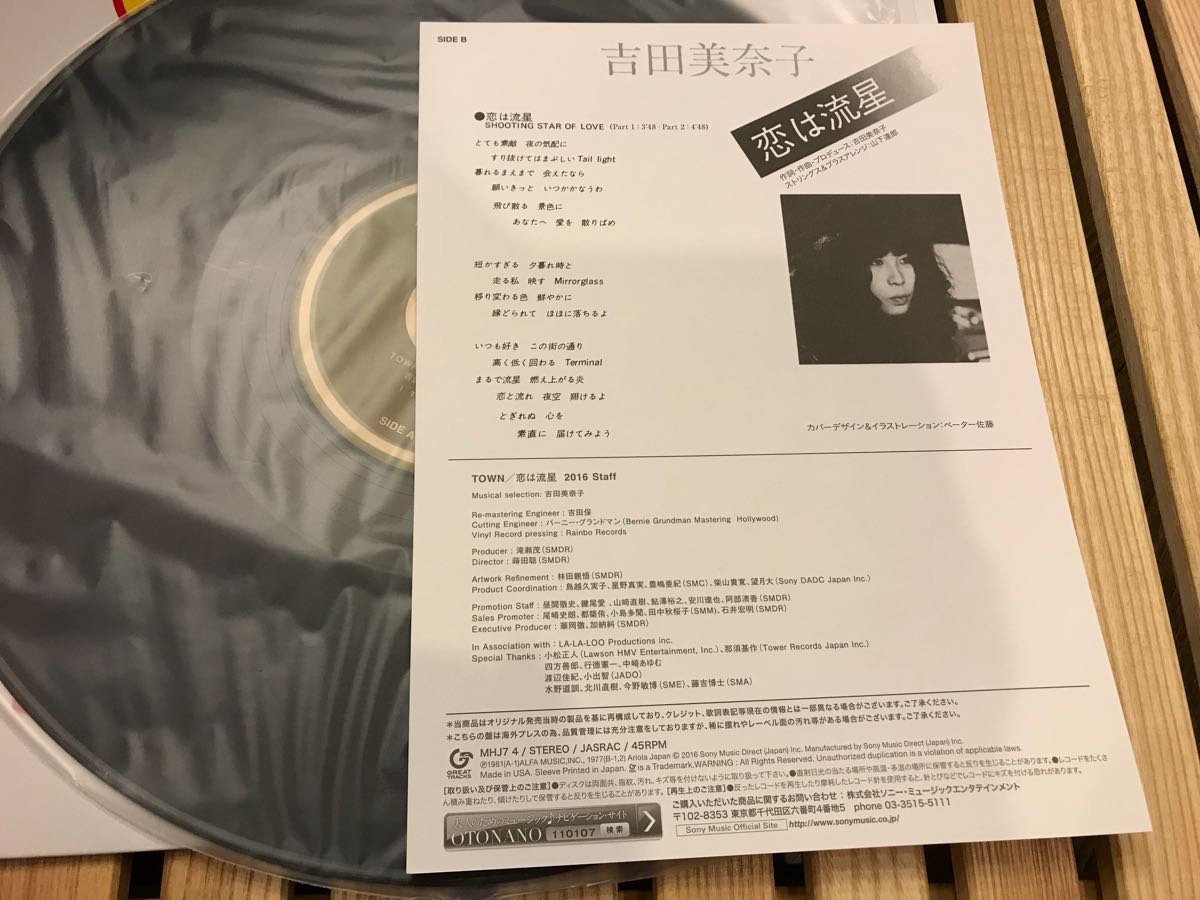 恋は流星 Part I・II(再発盤)⁄MINAKO 12インチ再発盤 吉田美奈子/