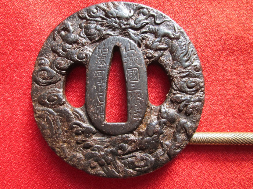 刀装具 小柄袋 小柄 獅子彫刻 名工柳川直春作