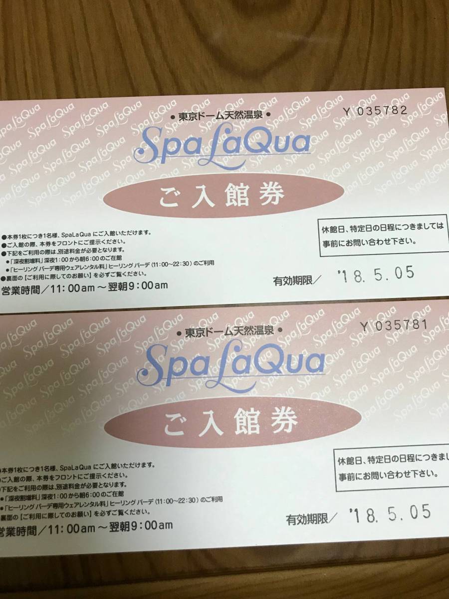 スパ ラクーア　入館券　２枚　有効期間　5/5まで　送料込