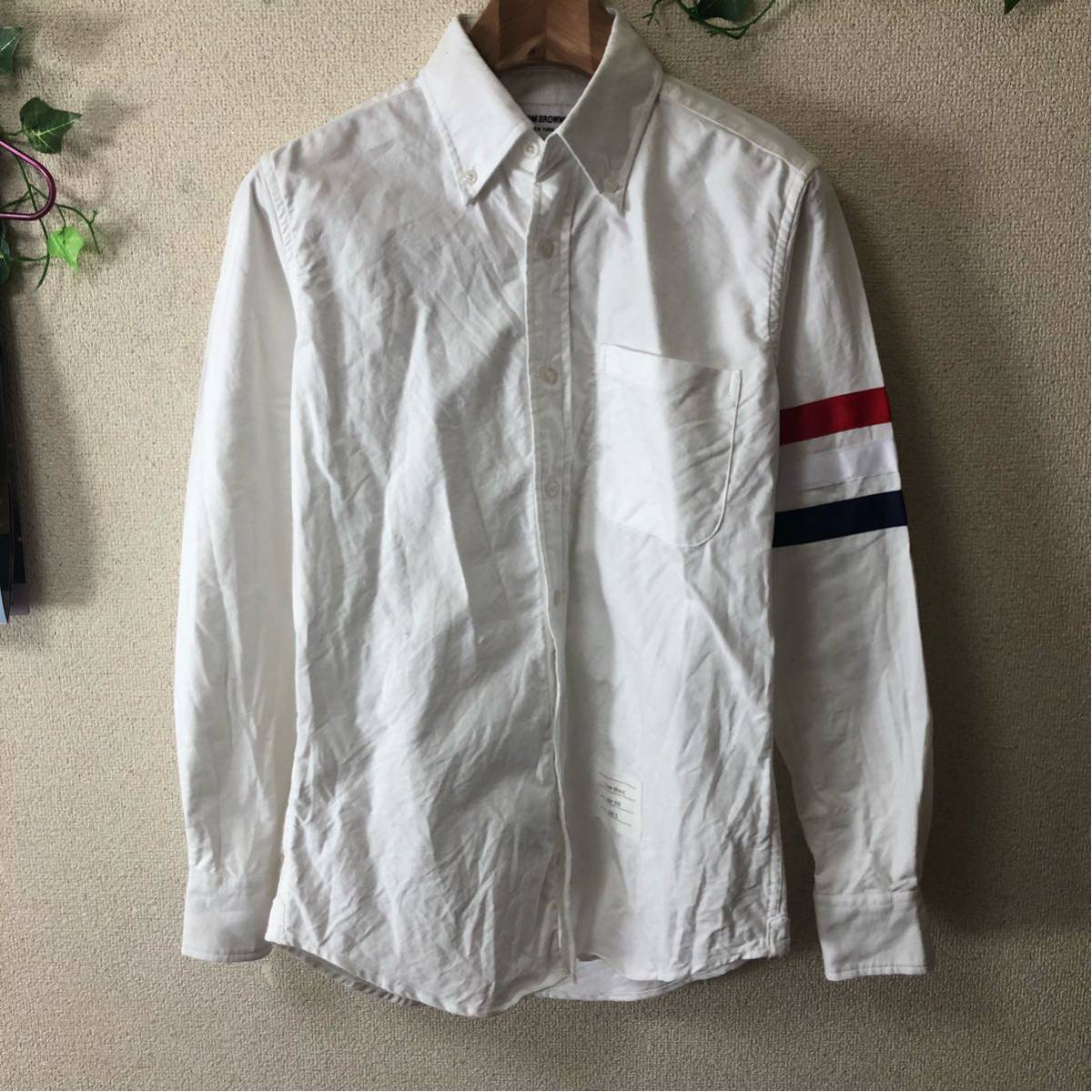 【美品】THOM BROWNE トムブラウン　米国製　ボタンダウン　シャツ THOM 白 - シャツ オックスフォード トムブラウン ボタンダウンシャツ