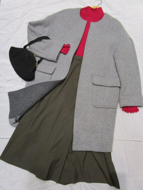 ♪美品 プラステ PLST ウール混 ノーカラーコート 【定価 23760】きれいめ