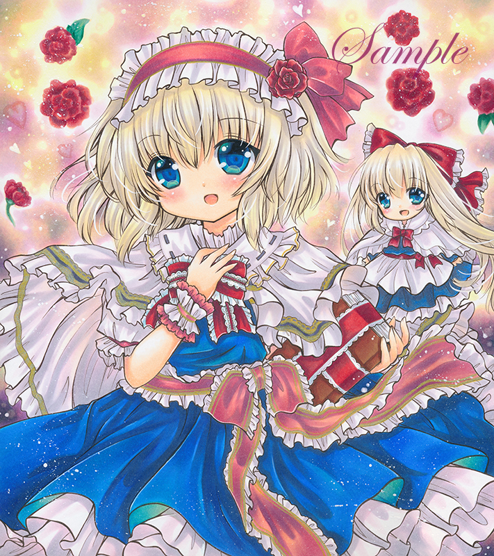 同人手描きイラスト 東方/アリス マーガトロイド＆上海人形 色紙の入札