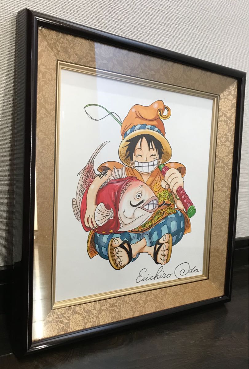 ONEPIECE ワンピース 直筆原画色紙 七福神ルフィ 尾田栄一郎(サイン