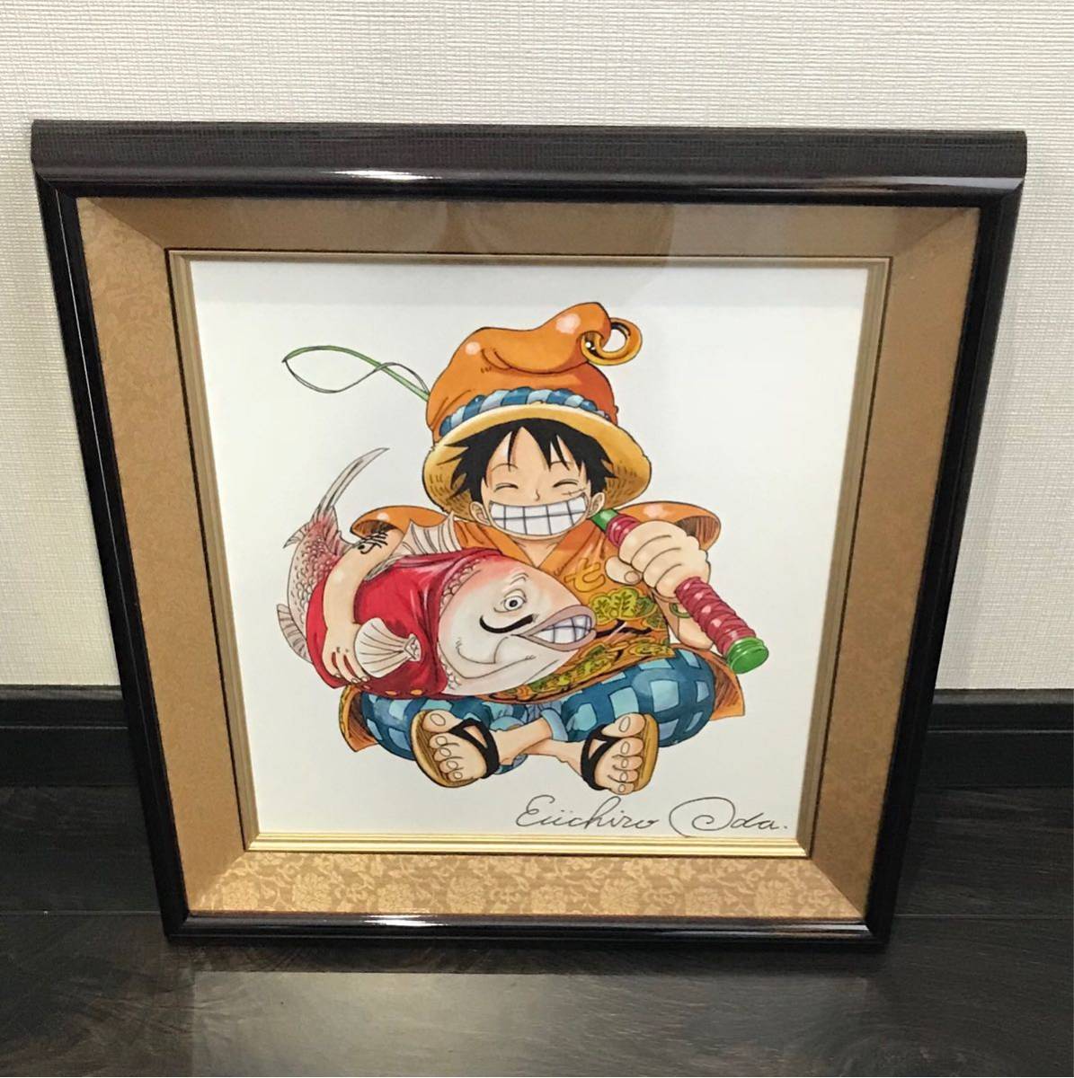 ONEPIECE ワンピース 直筆原画色紙 七福神ルフィ 尾田栄一郎(サイン