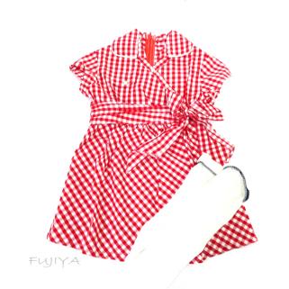 FUJIYA 不二家 店頭ペコちゃん 赤いチェック柄 ワンピース衣装 バブル
