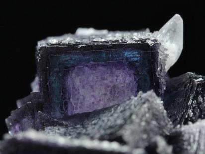美品【鉱物 蛍石 方解石 原石】中国・安徽省産 ブルー パープル