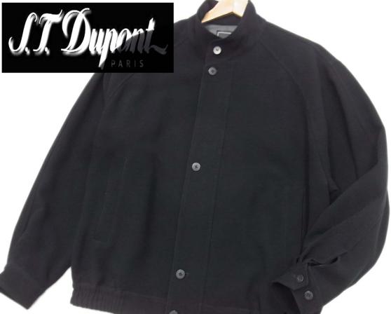 ▽美品 デュポン スタンドカラー ジップジャケット ブルゾン S.T.Dupont メンズ 男性 紳士 ブラック 黒 100円スタート