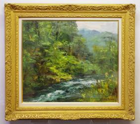 ☆コレ売切り！　五月女政平　渓流　10号　古径額縁 抜群の筆致です！☆