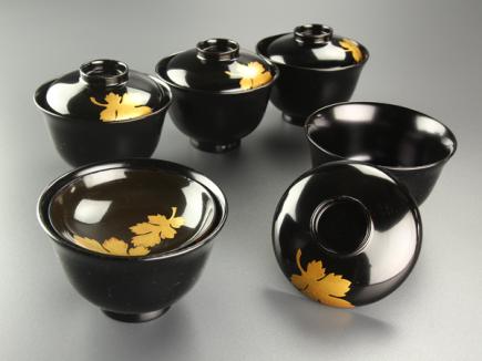 【琴》茶懐石道具 蒔絵吸物椀五客 箱付 BU199