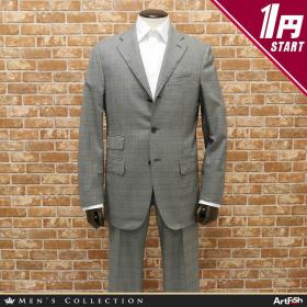 MODA | Smart》 (A22E4584-33) (イルピットーレ) スーツ／ウォッシャブル／ストレッチ／2つボタン／ペンシルストライプ 1円 新品 AL BAZAR【伊】48サイズ 春夏 スーツ super150’s イタリア製 グレンチェック サマーウール グレー 茶 アルバザール e169*s48