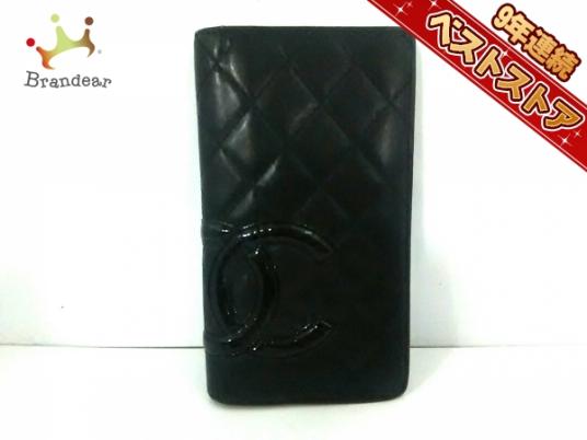 シャネル CHANEL 財布 長財布 ラムスキン 黒 ココマーク