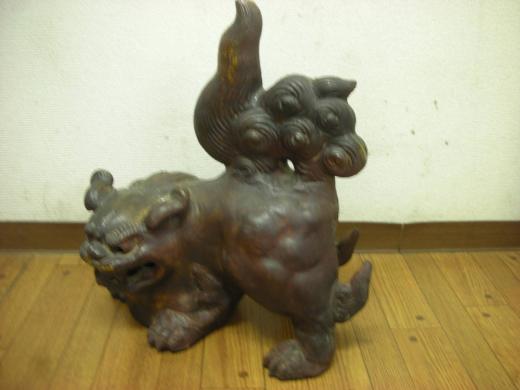 備前焼？ 【備前堂】古い大きな獅子 置物 備前と銘あり 無傷 備前焼