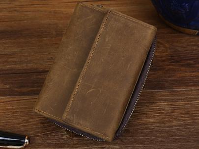 【得価，新作】 激安 ラウンドファスナー 本革 メンズ 三つ折り財布 小銭入れあり 牛革 ヌメ革 オイルレザー 経年変化 アンティーク ウオレット 財布(二つ折り財布（小銭入れあり）)｜売買されたオークシ 二つ折り財布（小銭入れあり）