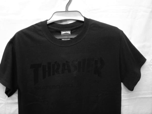 スラッシャーTH8101F TRANSPARENTFOIL LOGO 透明箔 プリント Tシャツ 半袖 黒黒 M 新品
