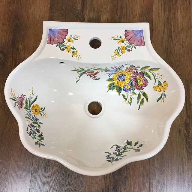 【新品 仏製】26100 パストラーレ柄 ジオマルテル 洗面台 磁器 フランス製 GeoMARTEL FRANCE アンティーク 花柄 青 Basin ベイズン