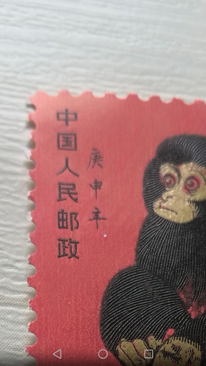 赤猿 中国切手 1980年 四方連 保護ケース付き中国1980赤猿切手