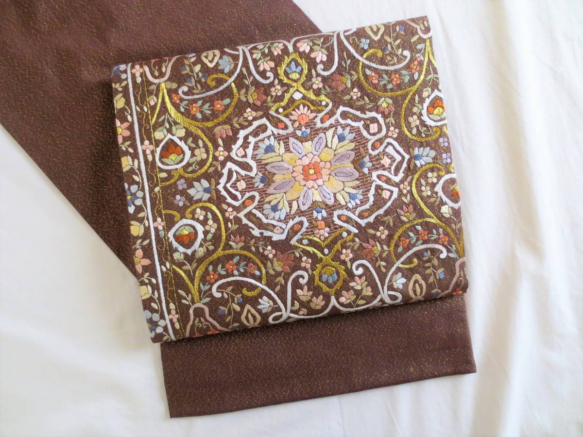 ☆つばめ☆ 蘇州刺繍～大人可愛いカラフル刺繍～袋帯～正絹・美品 蘇州