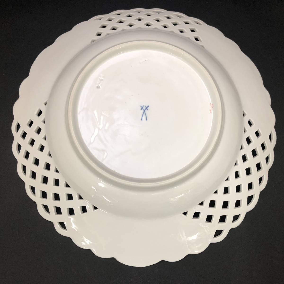 Meissen マイセン フルーツ 金彩 透かし飾皿 花 フラワーブーケ 29cm