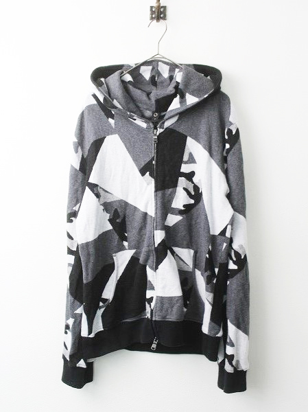 wjk ダブルジェイケイ 2017SS jacquard patchwork parker ジャガード パッチワーク パーカー XL/グレー トップス 上着【2400010737343】