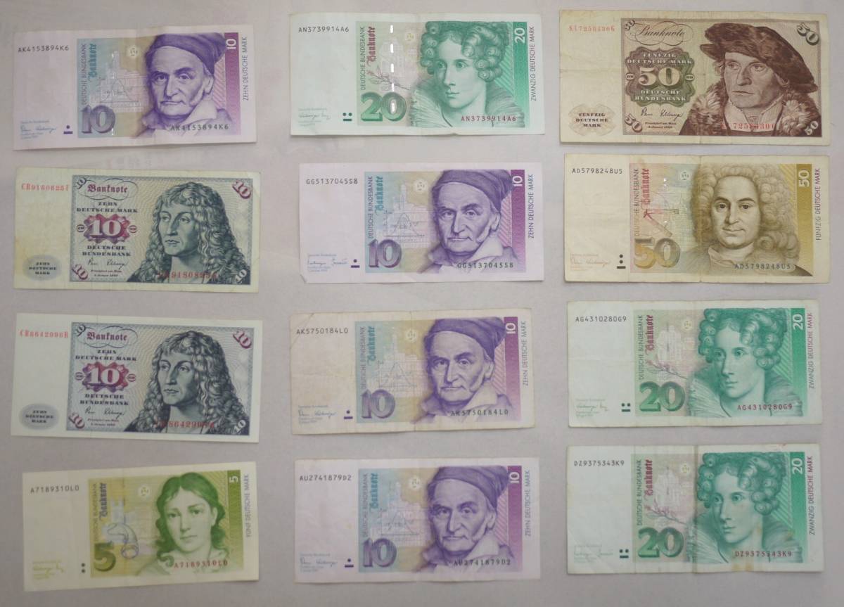 7 海外紙幣 福袋 Deutsche Mark DM DEM ドイツ マルク 225マルク 12枚