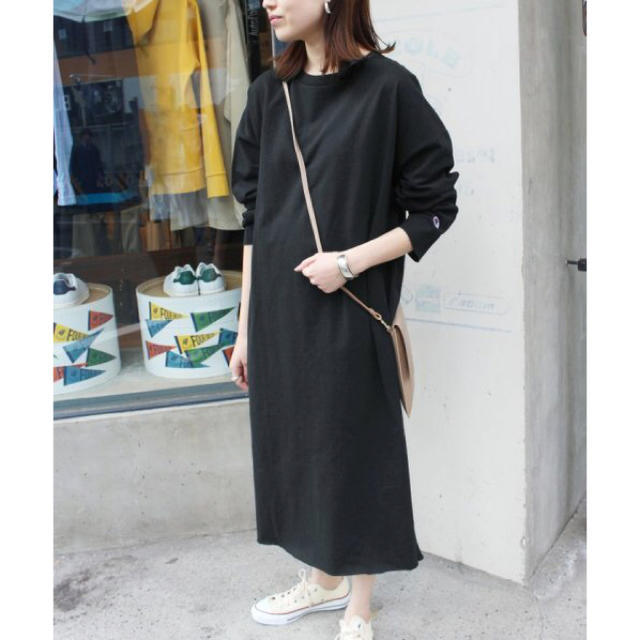 正規品，新品 イエナ チャンピョン CHAMPION&times;SLOBE 別注HVW ロングスリーブワンピース 黒(その他)｜売買されたオークション情報、yahooの商品情報をアーカイブ公開 - オークファン トップス