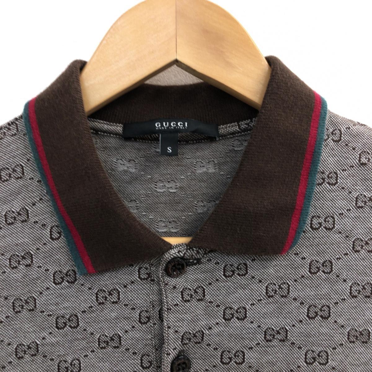クーポンで割引 伊製 GUCCI グッチ GG柄 半袖 ポロシャツ S ブラウン
