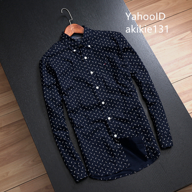 【豊富な，新作登場】 TOMMY HILFIGER メンズ カジュアル長袖シャツ 矢印柄 紺系 サイズL(Lサイズ)｜売買されたオークション情報、yahooの商品情報をアーカイブ公開 - オークファン 長袖シャツ一般
