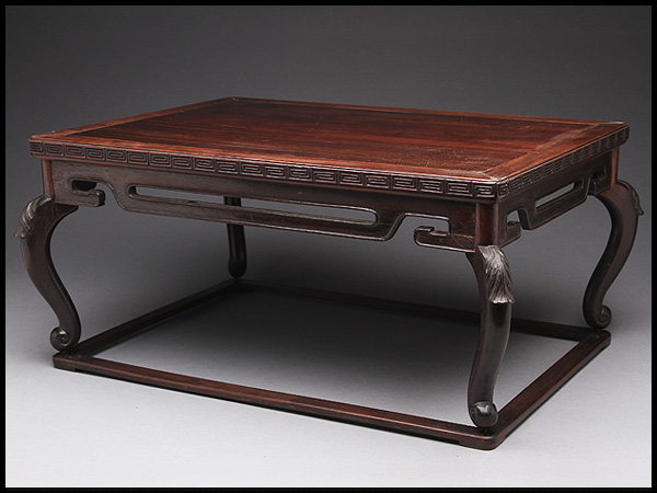 CA933 時代物 唐木長方小几・唐木長方花台・唐木猫足型長方