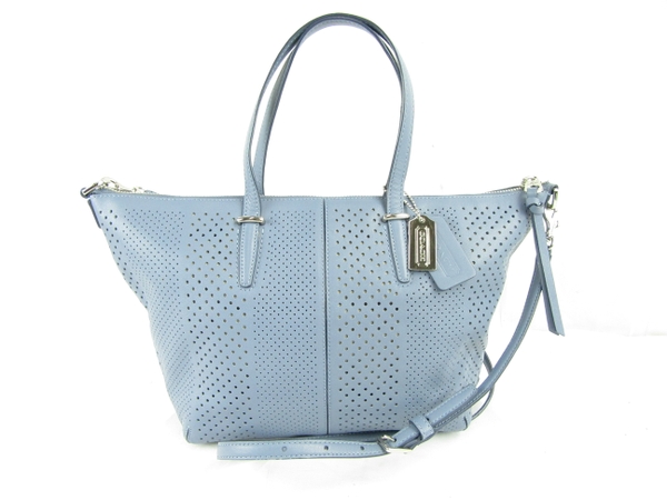 美品 COACH コーチ ブリーカー ストライプド パーフォレイテッド レザー スモール クーパー サッチェル 27915 2Way ショルダー T3152132
