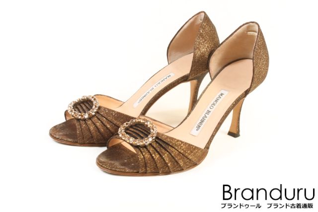 マノロブラニク ビジュー装飾オープントゥパンプス[LFWP17618] MANOLO
