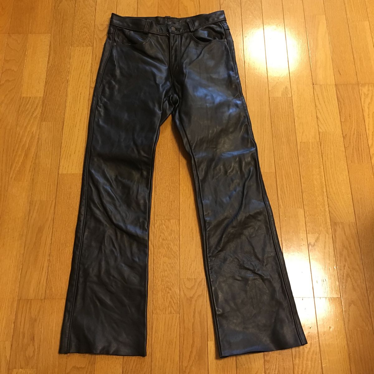 Schottショット メンズW34 レザーパンツ革パン 黒 ブラック ライダース