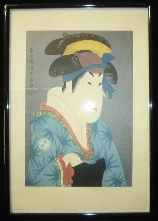 ☆東洲斎写楽☆浮世絵☆美人画・青着物☆木版画☆真作