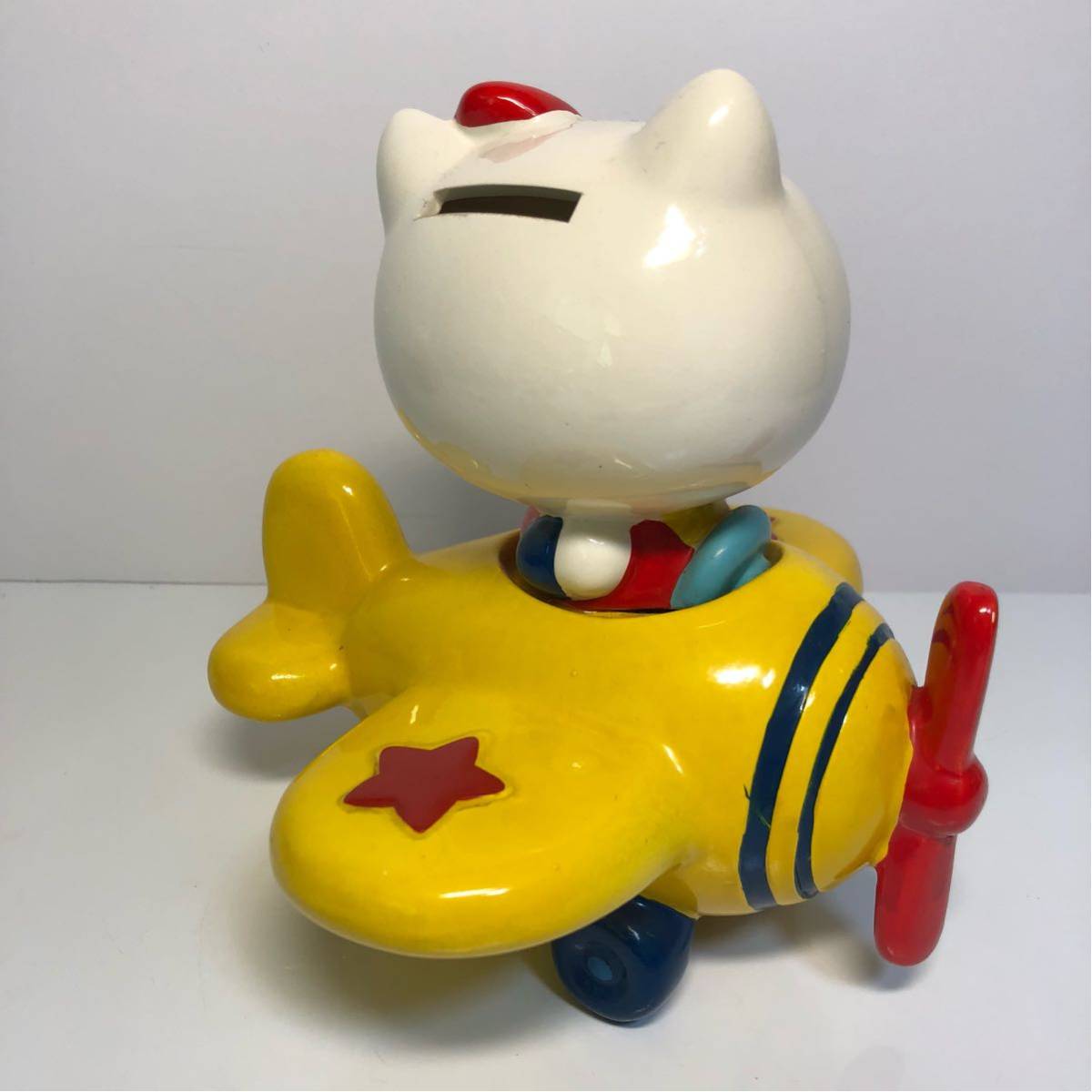 超希少】SANRIO ハローキティ 陶器貯金箱 昭和レトロ 飛行機 年代物 超