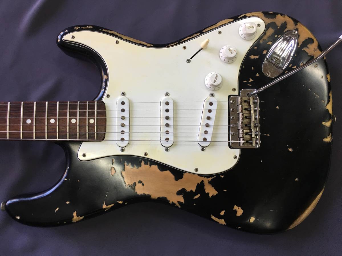 vintage relic style black color レリック加工 ストラトタイプギター