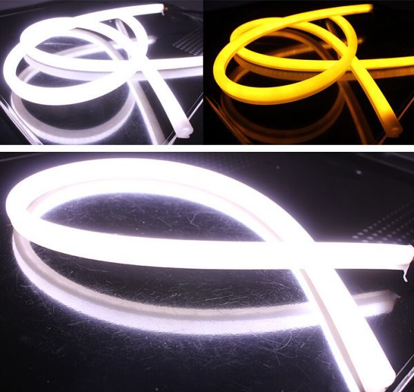PL保険加入済み シリコンチューブ LED デイライト60cm 2色切替 白/アンバー 防水