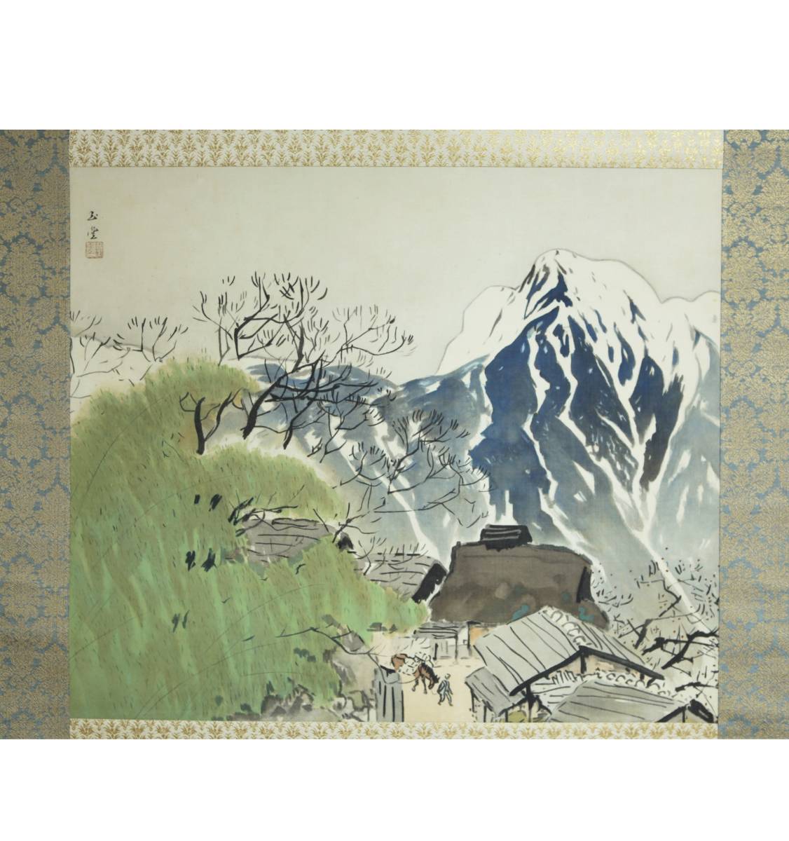 【蔵出】川合玉堂≪早春図≫肉筆絹本掛軸共箱・明治画家/文展審査員/四条派/狩野派/幸野楳嶺に師事/橋本雅邦の門に入/日本絵画協会/南画