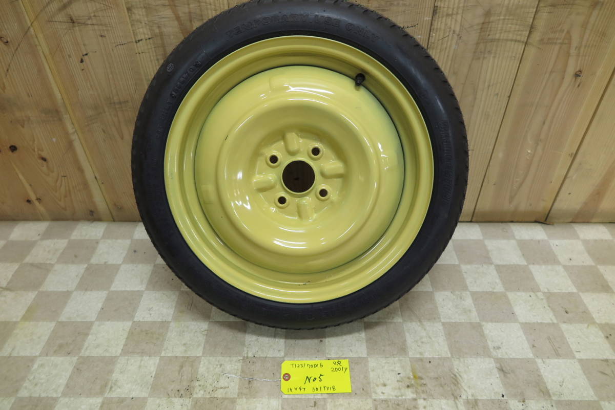 トヨタ純正スペアタイヤ(テンパータイヤ)T125/70D16 4穴 PCD100アクア