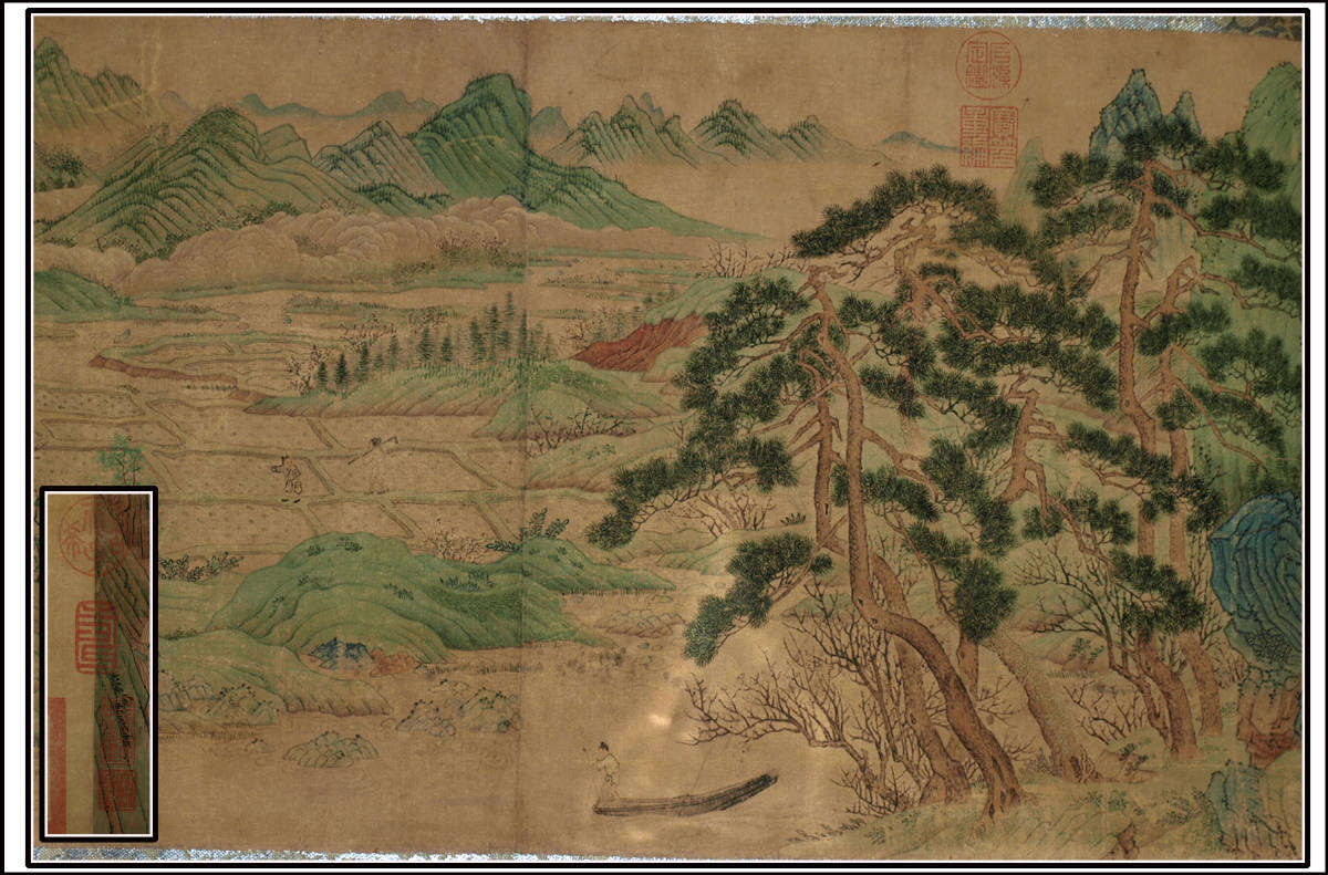 中国古掛け軸「桃源図 紙本」中国民間画家 唐物唐本 掛け軸 時代の掛軸