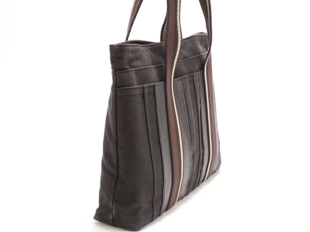 1円 HERMES エルメス トロカホリゾンタルMM キャンバス ルバー金具 