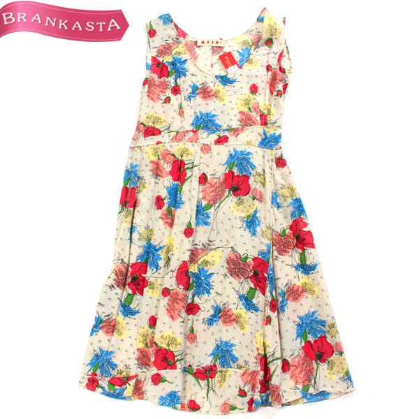 MARNI マルニ　ノースリーブワンピース　花柄 ☆MARNI・マルニ☆花柄プリント ノースリーブロングワンピース 38